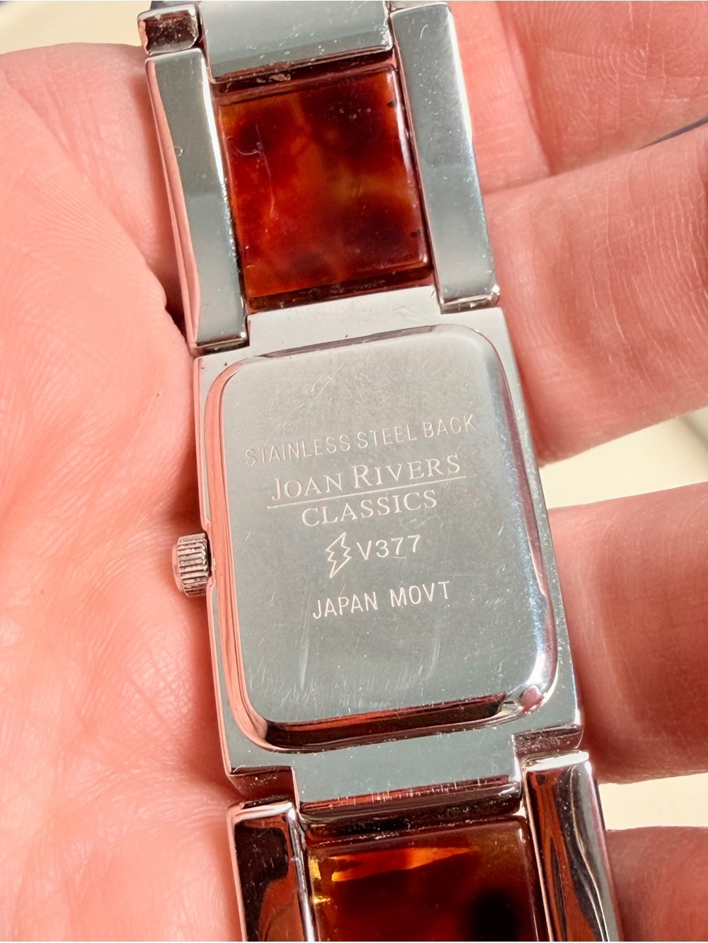 ☀️SOLD☀️Joan Rivers Classics Collection Tortoiseshell Inlay Link Vintage Watch - Picture 6 of 6
